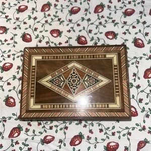 Mosaic Design‎ Wood, Velvet Lined Jewelry Trinket Box. Geometric/Abstract Design